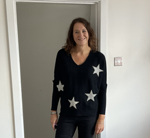 Load image into Gallery viewer, Deborah 4 Star Ribbed Jumper - Black | One Size (UK 12-16)
