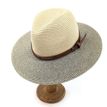 Load image into Gallery viewer, Folding Panama Style Travel Sun Hat - Mottled/Natural with Belt (61cm)
