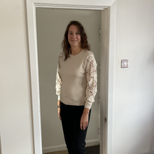 Load image into Gallery viewer, Stephanie Lace Arm Jumper - Beige | One Size (UK 10-16)
