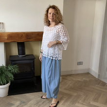 Load image into Gallery viewer, Susan Light Denim Ballon Baggy Trousers | Elastic Waist UK 13–18
