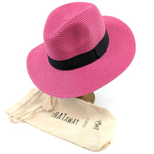 Load image into Gallery viewer, Folding Panama Style Travel Sun Hat - Bright Pink (57cm)
