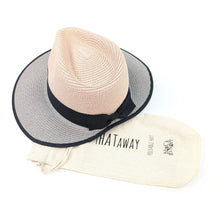 Load image into Gallery viewer, Open Back Panama Foldable Hat (57cm) - Pink/Grey

