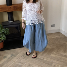 Load image into Gallery viewer, Susan Light Denim Ballon Baggy Trousers | Elastic Waist UK 13–18

