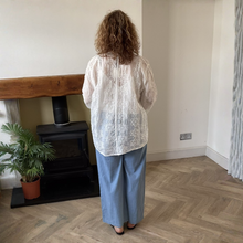 Load image into Gallery viewer, Ashley Light Denim 3 Gold Button Trousers | Elastic Waist UK 10–14
