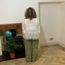 Load image into Gallery viewer, Mary Apple green Stripe Wide Leg Cotton Trousers | UK 10–14
