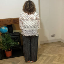 Load image into Gallery viewer, Mary Black Stripe Wide Leg Cotton Trousers | UK 10–14
