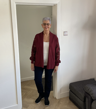 Load image into Gallery viewer, Melissa Lace Arm Cardigan - Burgundy | One Size (UK 14-22)
