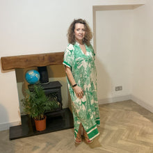 Load image into Gallery viewer, Apple Green animal design floaty dress with pockets (A172)
