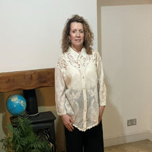 Load image into Gallery viewer, Jennifer Cream Embroidery Crochet Shirt | 3/4 Sleeve One Size UK 10–16
