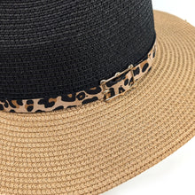 Load image into Gallery viewer, Two Tone Panama Foldable Hat (57cm) - Black/Natural
