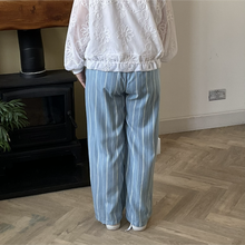 Load image into Gallery viewer, Lisa Light Denim Stripped Wide Leg Trousers | Eco-Friendly Tencel UK 8–14
