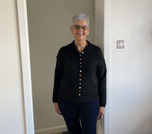 Load image into Gallery viewer, Rebecca Multi Coloured Button Cardigan - Black | One Size (UK 12-18)
