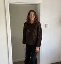 Load image into Gallery viewer, Sandra Embossed Flower Fluffy Jumper - Brown | One Size (UK 14-22)
