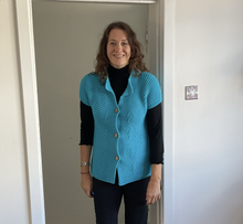 Load image into Gallery viewer, Donna Bright turquoise 3 button waistcoat a174
