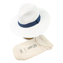 Load image into Gallery viewer, White Panama Foldable Hat (Navy Band) (57cm)
