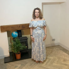 Load image into Gallery viewer, Elizabeth Light blue Print Dress | Puff Sleeve &amp; Stretchy Panel UK 10–14

