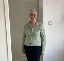 Load image into Gallery viewer, Rebecca Multi Coloured Button Cardigan - Sage Green | One Size (UK 12-18)
