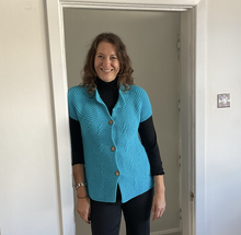 Load image into Gallery viewer, Donna Bright turquoise 3 button waistcoat a174
