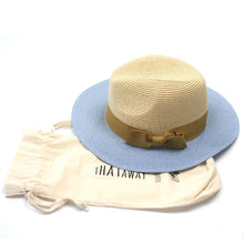 Load image into Gallery viewer, Two Tone Panama Foldable Hat - Blue/Natural (with Bag)
