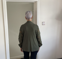 Load image into Gallery viewer, Melissa Lace Arm Cardigan - Khaki Green | One Size (UK 14-22)
