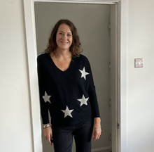 Load image into Gallery viewer, Deborah 4 Star Ribbed Jumper - Black | One Size (UK 12-16)
