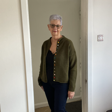 Load image into Gallery viewer, Rebecca Multi Coloured Button Cardigan - Khaki Green | One Size (UK 12-18)
