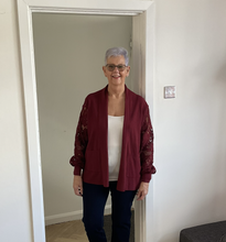 Load image into Gallery viewer, Melissa Lace Arm Cardigan - Burgundy | One Size (UK 14-22)
