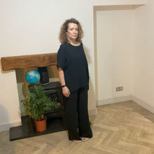 Load image into Gallery viewer, Linda Classic Black Shirred Waistband Palazzo Trousers with Pockets | UK 10–16
