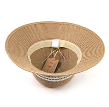Load image into Gallery viewer, Rope &amp; Lace Band Cloche Foldable Hat (57cm) - Dark Natural
