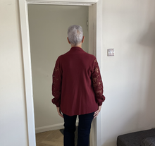 Load image into Gallery viewer, Melissa Lace Arm Cardigan - Burgundy | One Size (UK 14-22)
