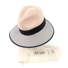 Load image into Gallery viewer, Open Back Panama Foldable Hat (57cm) - Pink/Grey
