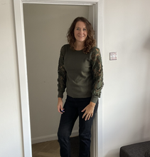 Load image into Gallery viewer, Stephanie Lace Arm Jumper - Khaki Green | One Size (UK 10-16)
