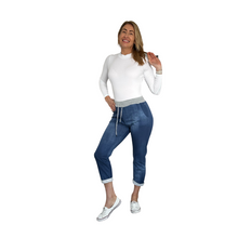 Load image into Gallery viewer, Dark Denim Italian Joggers for casual  everyday wear.
