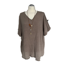 Load image into Gallery viewer, Dark Beige Plain Crinkle cotton top for women. (A147)
