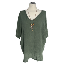 Load image into Gallery viewer, Khaki green Plain Crinkle cotton top for women. (A147)
