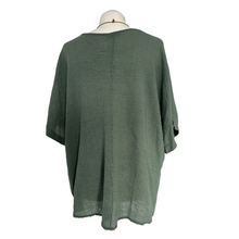 Load image into Gallery viewer, Khaki green Plain Crinkle cotton top for women. (A147)
