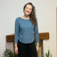 Load image into Gallery viewer, Super Soft Round neck Demin Blue Italian Plain Jumper – One Size (12–16) A185
