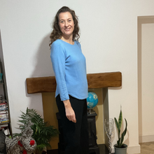 Load image into Gallery viewer, Super Soft Round neck Sky Blue Italian Plain Jumper – One Size (12–16) A185
