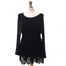 Load image into Gallery viewer, Pamper Yourself Now ltd Ladies Black Crochet lace Long Sleeve top.Made in Italy (AA4)

