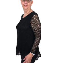 Load image into Gallery viewer, Pamper Yourself Now ltd Ladies Black Crochet lace Long Sleeve top.Made in Italy (AA4)
