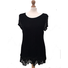 Load image into Gallery viewer, Pamper Yourself Now ltd Ladies Black Crochet lace Short Sleeve top.Made in Italy (AA18)
