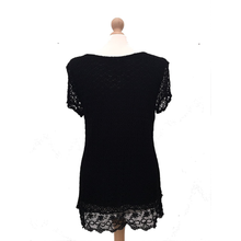 Load image into Gallery viewer, Pamper Yourself Now ltd Ladies Black Crochet lace Short Sleeve top.Made in Italy (AA18)
