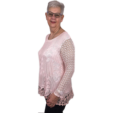 Load image into Gallery viewer, Pamper Yourself Now ltd Ladies Pink Crochet lace Long Sleeve top.Made in Italy (AA3)
