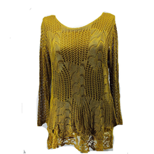 Load image into Gallery viewer, Pamper Yourself Now ltd Ladies Mustard Crochet lace Long Sleeve top. Made in Italy (AA27)
