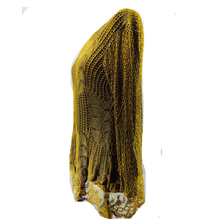 Load image into Gallery viewer, Pamper Yourself Now ltd Ladies Mustard Crochet lace Long Sleeve top. Made in Italy (AA27)
