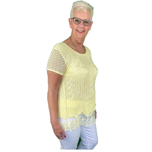 Load image into Gallery viewer, Pamper Yourself Now ltd Ladies Yellow Crochet Lace Short Sleeve top.Made in Italy (AA60)
