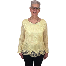 Load image into Gallery viewer, Pamper Yourself Now ltd Ladies Yellow Crochet lace Long Sleeve top.Made in Italy (AA2)
