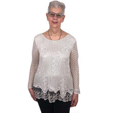 Load image into Gallery viewer, Pamper Yourself Now ltd Ladies Beige Crochet lace Long Sleeve top.Made in Italy (AA6)
