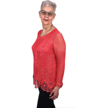 Load image into Gallery viewer, Pamper Yourself Now ltd Ladies Coral Crochet lace Long Sleeve top. Made in Italy (AA5)

