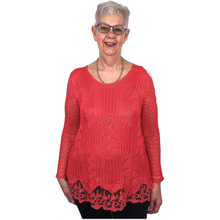 Load image into Gallery viewer, Pamper Yourself Now ltd Ladies Coral Crochet lace Long Sleeve top. Made in Italy (AA5)
